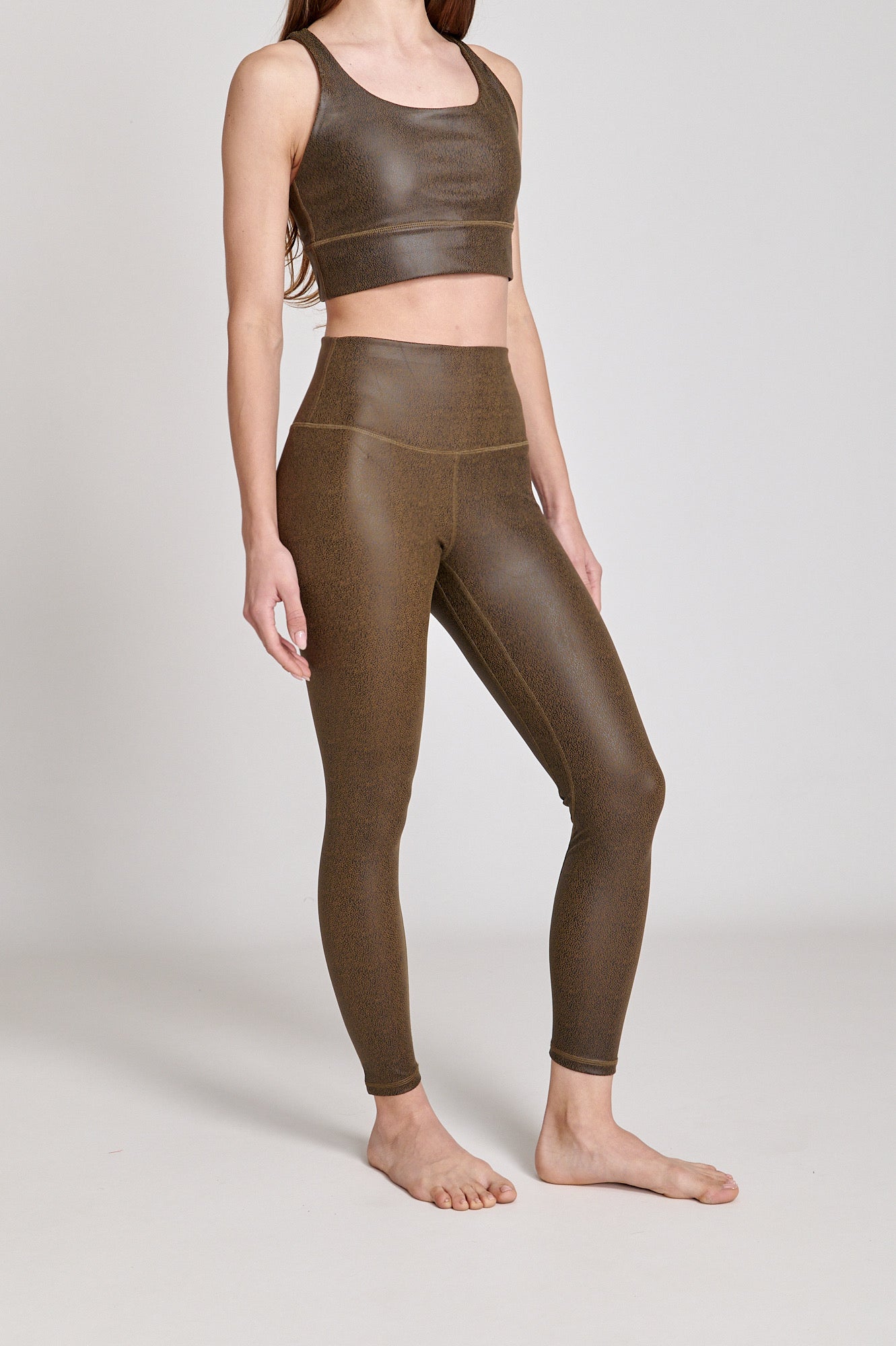 Faux Leather Leggings S Leather Brown